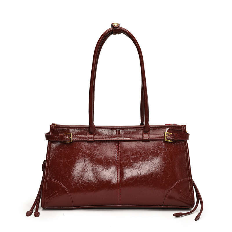 High-end Oil Wax Leather Large Capacity for Women 2025 New Trendy Versatile Commuter Shoulder Handheld Tote Bag