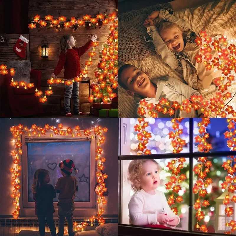 Halloween LED Pumpkin Maple Leaf Fairy Light Battery Powered String Lights For Garden Bedroom Party Christmas Tree Decoration C250919