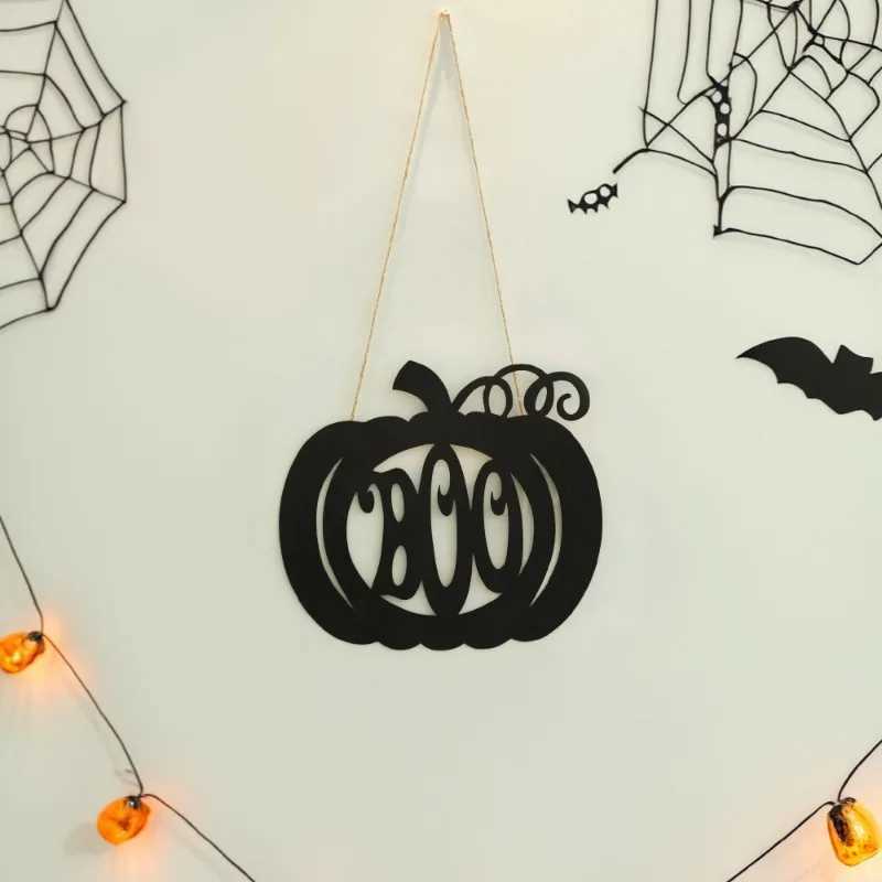 Halloween Hanging Door Sign Black Iron Wall Ornament for Window Porch Decor Sturdy Metal Decor Decorative Pendants C250919
