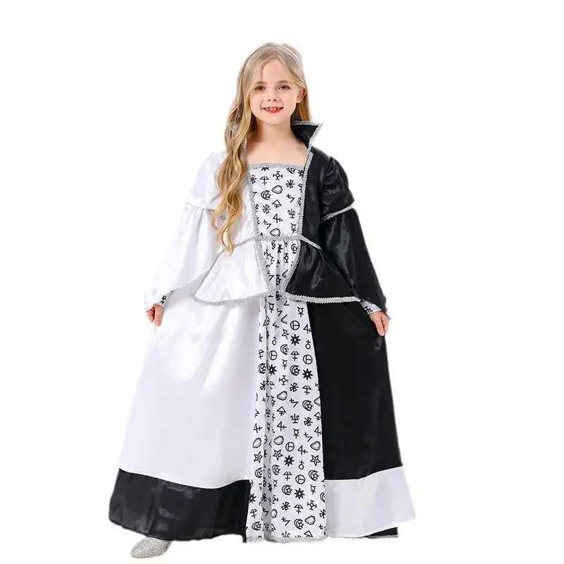 Children Halloween Costumes Girl Black White Witch Cosplay Dress Festive Princess Costumes Christmas New Year Gifts L250918