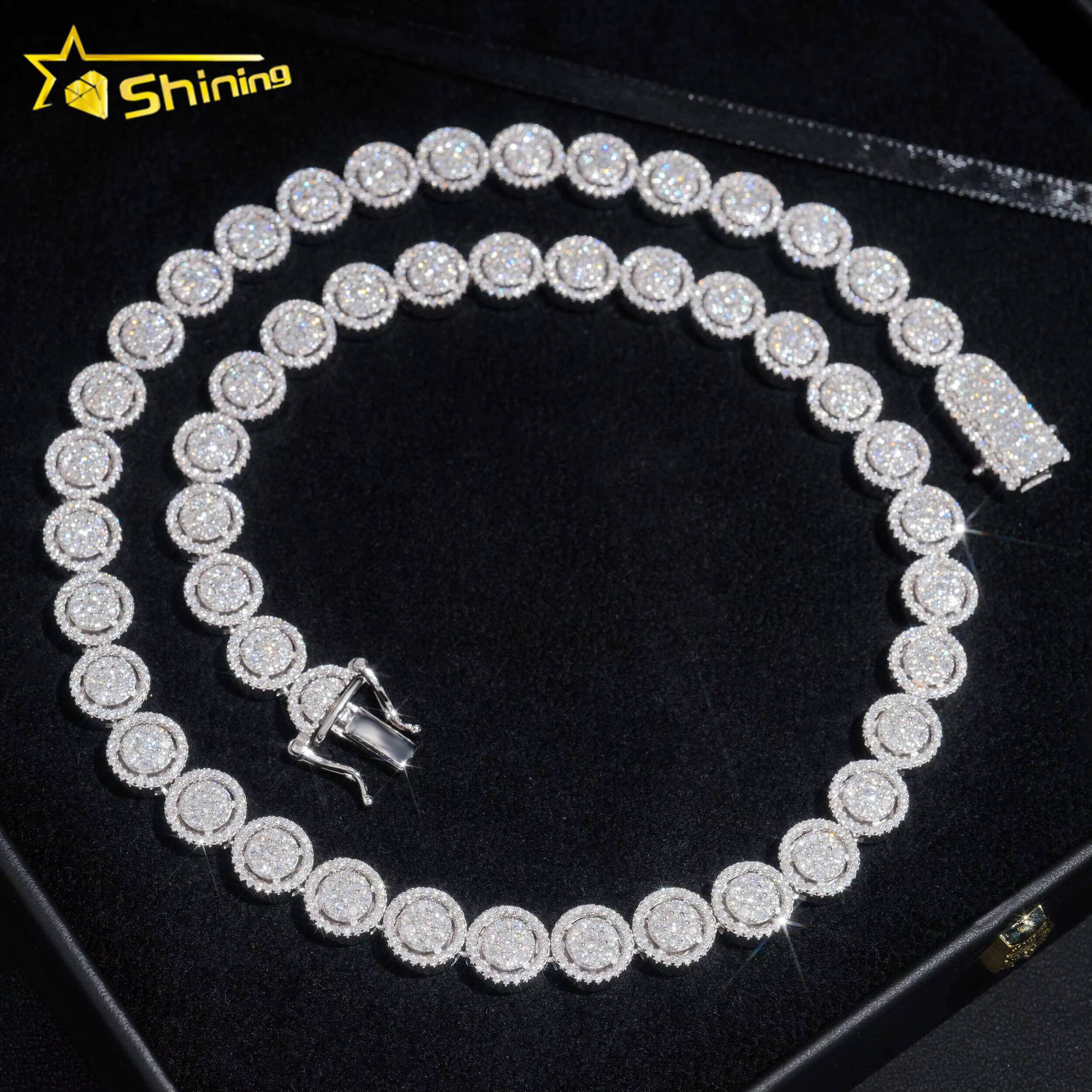Good Price Moissanite Hip Hop Jewelry 10mm Round Bead Design Rapper Jewelry Necklace Iced Out Cuban Link Chain