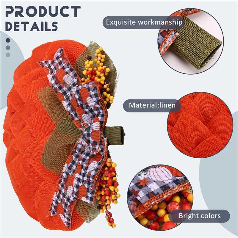 A24FFarmhouse Pumpkin Wreath Pumpkin Door Hanger Burlap Mesh Pumpkin For Autumn Fall Halloween Thanksgiving Wall Decor C250919