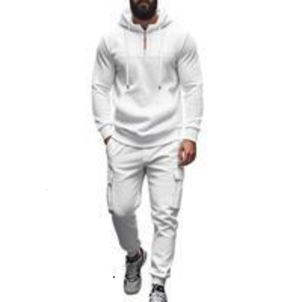 Men's Fashion Hooded Sweatshirt Set, Warm Thickened Casual, Long Pants & Pullover, Fall Winter Streetwear, Comfortable Fit