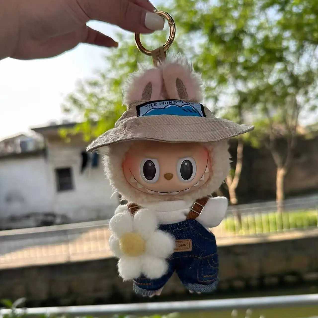 Only Clothes Labubu Dolls Blue Clothes First And Second Generation Suspenders Haruno Outing Small Flower Hat Cute Spring C250919