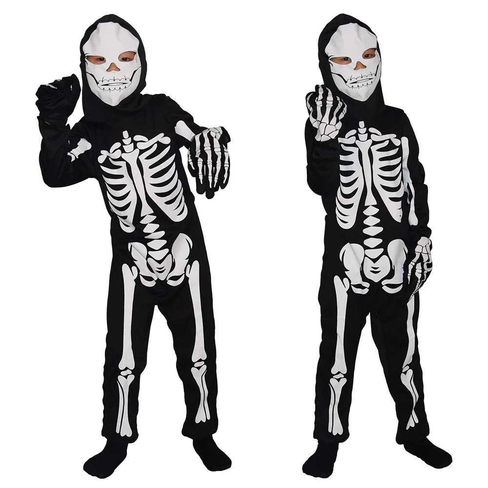 Boy Scary Zombie Cosplay Costumes Skeleton Skull Costume Suit Halloween Costume girl Carnival Party Dress Up Jumpsuits And Mask L250918