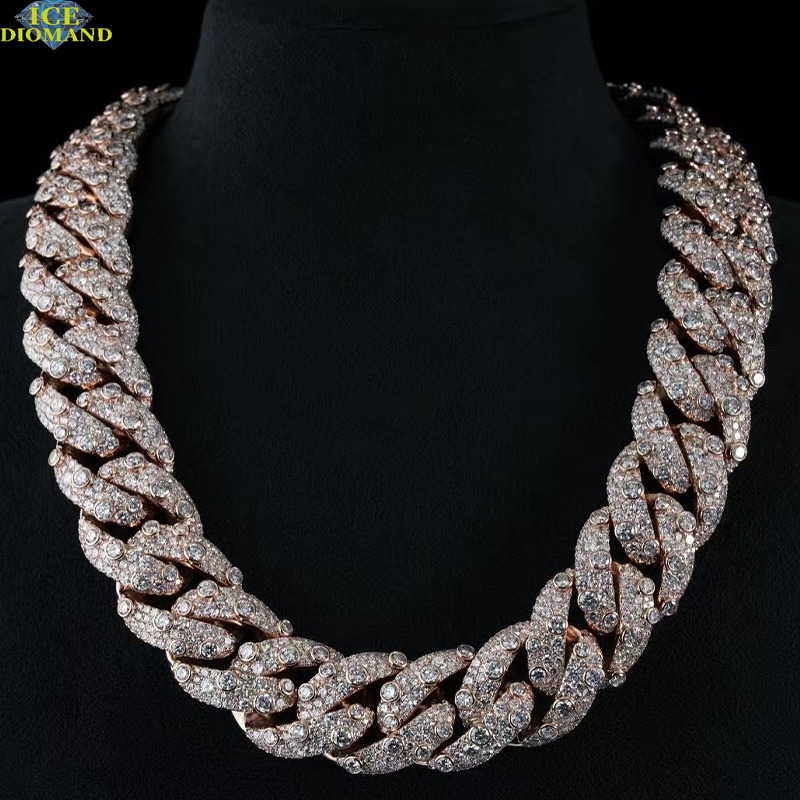 Moissanite Hip Hop Jewelry Gra Certificate Moissanite Cuban Link Chain Iced Out 15mm 925 Sterling Silver Mens Moissanite Chain