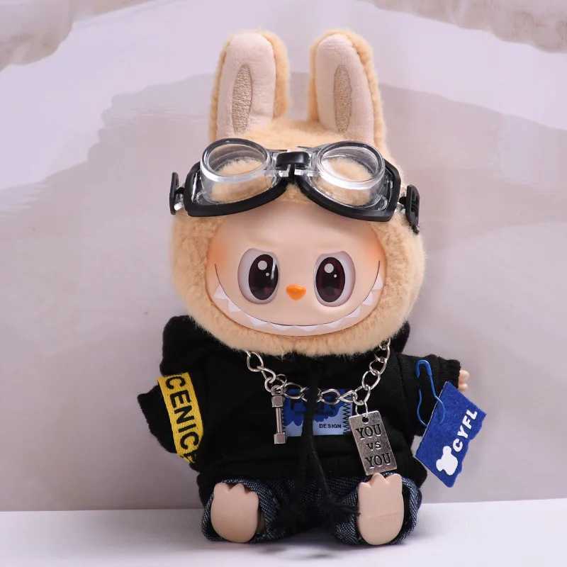 17cm Labubu Dolls Clothing The Monster Clothes Outfit Accessories DIY Kids Gift Pilot Hoodie Jeans Flying Glasses FD06K C250919