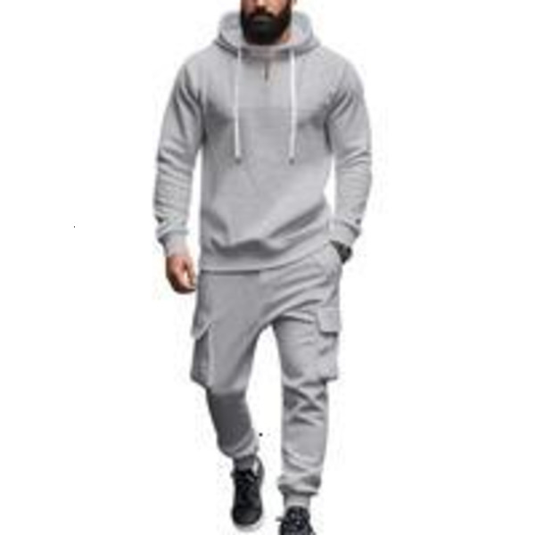 Men's Fashion Hooded Sweatshirt Set, Warm Thickened Casual, Long Pants & Pullover, Fall Winter Streetwear, Comfortable Fit