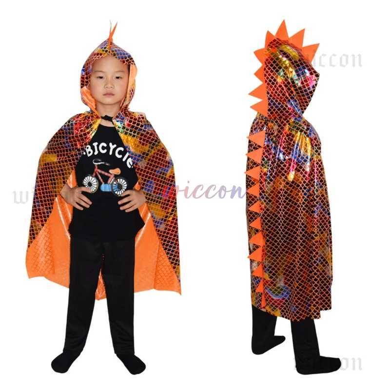 Dinosaur Cape Halloween Cosplay Costume Hooded Cloak for Boys Girls Wizard Cosplay Boys Costume Halloween Party Cloak L250918HNC0