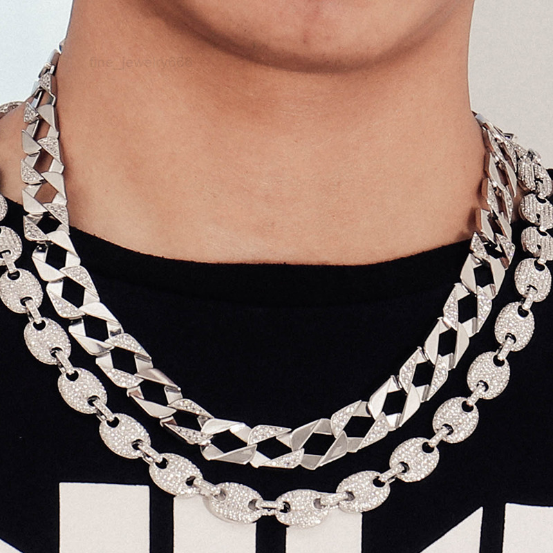 Punk Miami Cuban Choker Necklace for Men Gold Plated Thick Chain Moissanite Hip Hop Big Chunky Statement Collar for Anniversaries