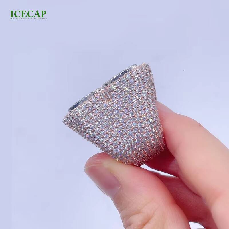 Custom Moissanite Ring Men Hiphop Letters Full Diamond 925 Silver Ring 2 Tone Fashion Men Ring