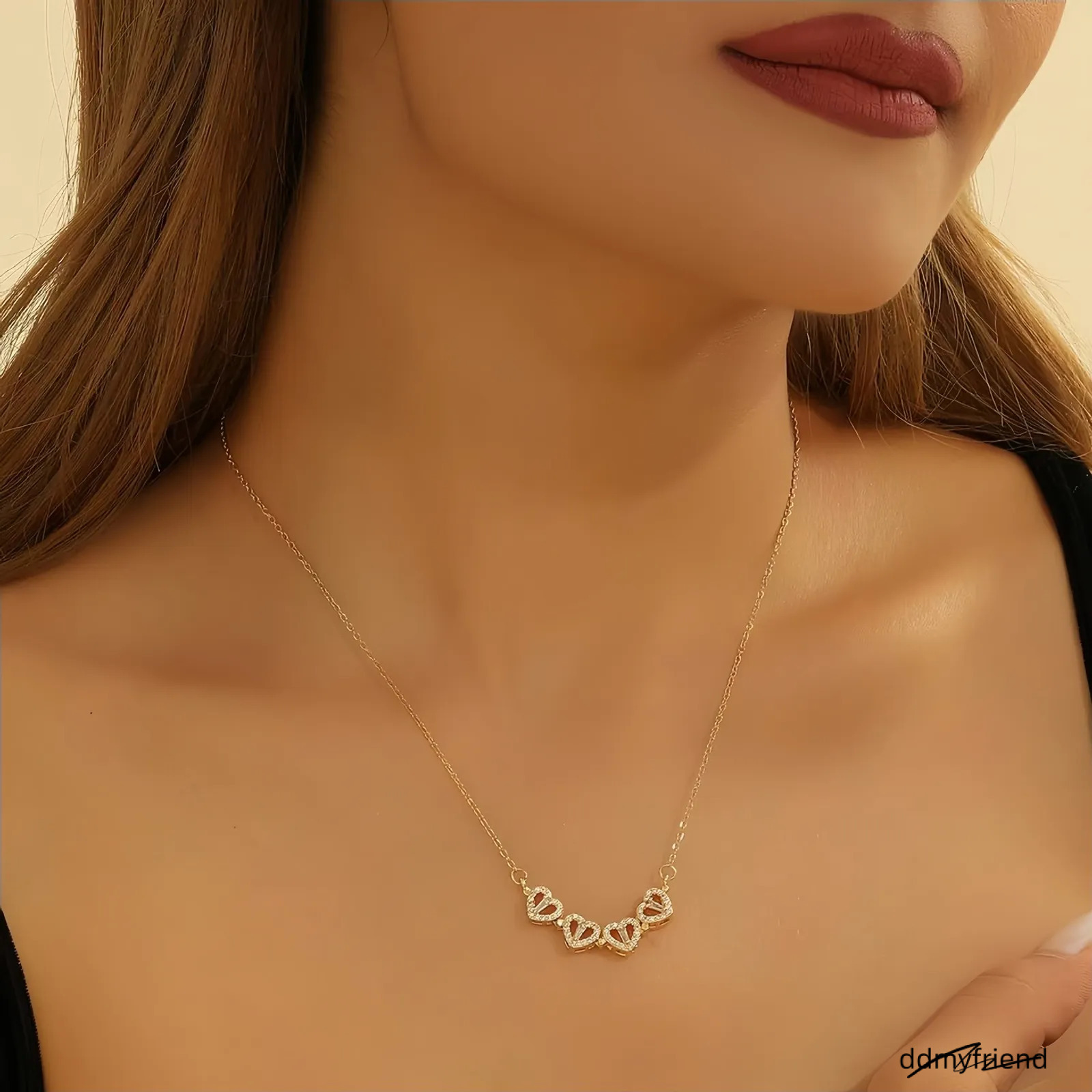 Fashion Double Wear Magnet Four Heart Flower Pendant Necklace For Women Sweet Sexy Female Stainless Steel Neck Chain Jewelry250711 ddmyfriend