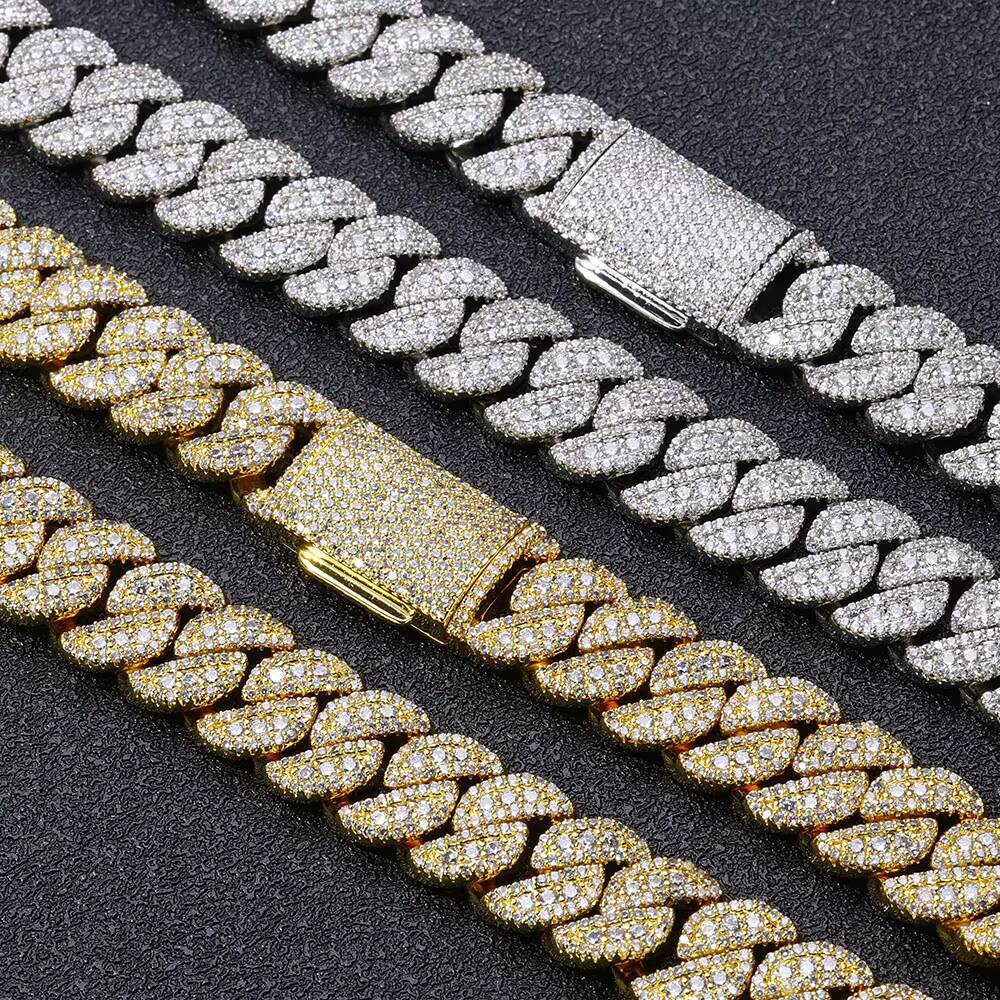 NUOYA 14MM Silver Plated Cuban Link Bracelet Iced Out Diamonds Bling Hip Hop Jewelry Gift for Unisex Luxury Miami Cuban Chain