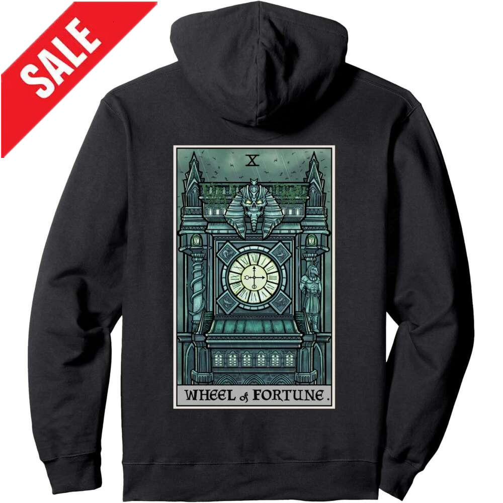 Hoodie for Mens Womens Wheel of Fortune Tarot Card Halloween Goth Witch Back Print Pullover Hoodie Graphic Hoodies sweatshirt Pullover Long Sleeve 202