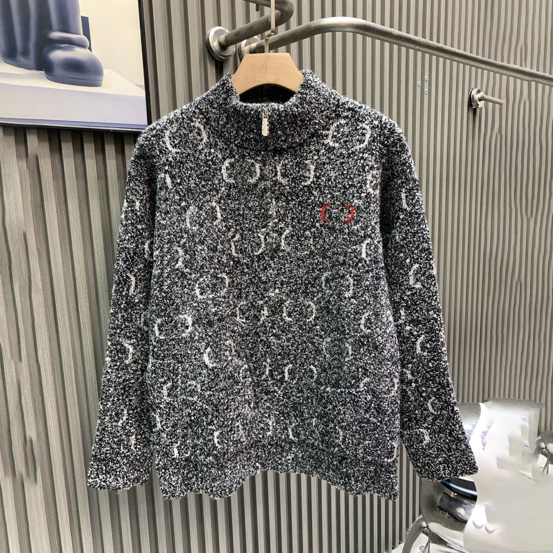 High quality designer women's knitted sweater classic jacquard lamb wool zipper knitted cardigan embroidered business sports letter sweatshirt jacket