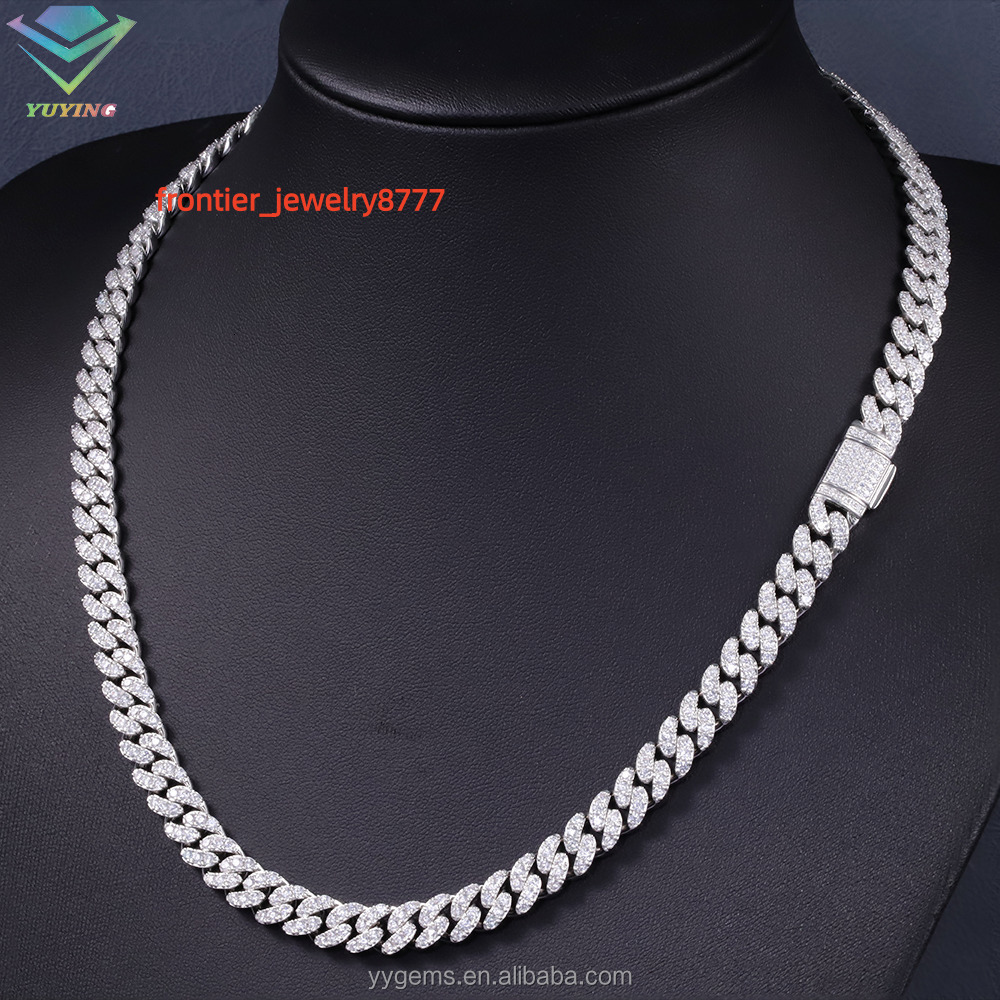 5mm Iced Fine Hip Hop Jewelry Solid 925 Silver VVS D Moissanite Necklace with Cuban Link Chain Bracelet Passes Diamond Tester