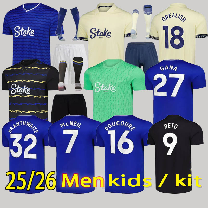 25 26 BRANTHWAITE GREALISH Evertoon Soccer third Jerseys DANJUMA NDIAYE HARRISON MYKOLENKO TARKOWSKI COLNMAN YOUNG GUEYE PICKFORD 2025 2026 footba