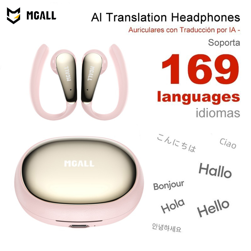 MGALL Wireless Bluetooth Earphones HY-C09 BT6.0 Earhook Style AI Conference Assistant Translation Earbuds HD Calling Music Headset
