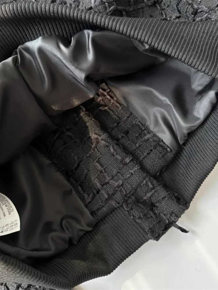 Womans Coat Long Sleeves Textured Short Bomber Jacket Crew Neck Cropped Bomber Jacket Singlebreasted New Female Chic Outerwear Z250918