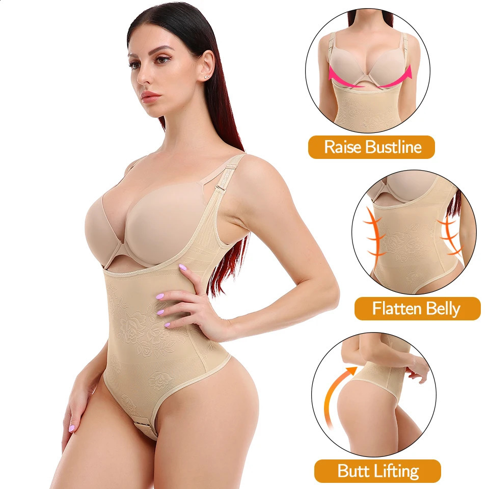 Women Shapewear Bodysuit Tummy Control Shapewear Waist Trainer Thong Body Shaper Fajas Colombianas Slimming Underwear 250918