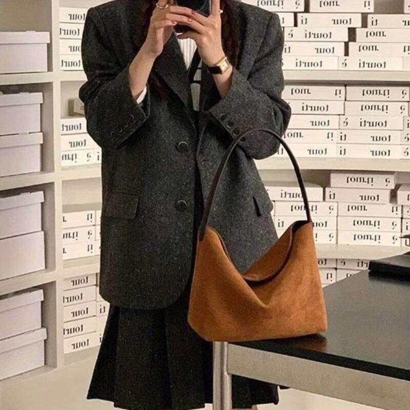 Designer Bag Luxury Bag Women's Fashion Shoulder Bag, Retro Style, Casual Suede Handbag No Special Features, Available In Light And Dark Brown