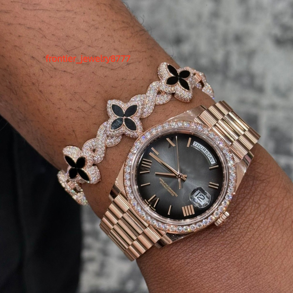 Yu Ying Men Women Fancy Colors Diamonds Infinity Cuban Links Gold Plated 925 Silver Four Leaf Clover Charms Bracelets Jewelry