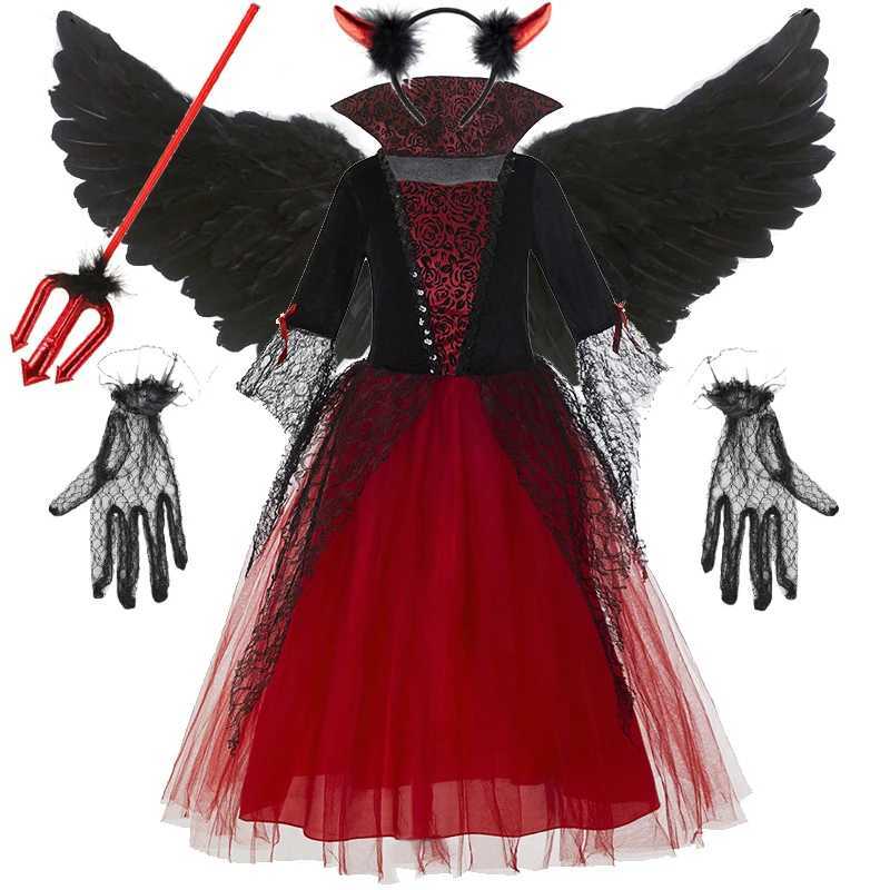 Girl Vampire Halloween Dress for Kid Ghost Bride Gothic Cosplay Vampire Costume Dress for Kids Carnival Outfit Black Red Clothes L250918