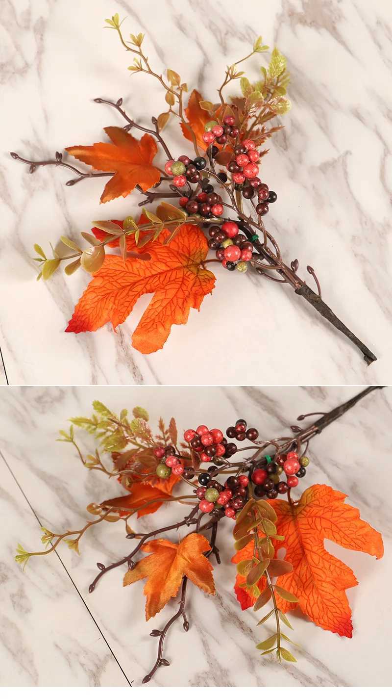Autumn Thanksgiving Decor Maple Leaf Bunches Potted Plants Halloween Fall Decoration Artificial Greenery For Home Table Ornament C250919