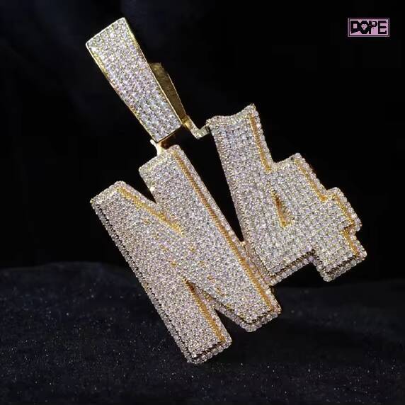 Hip Hop Moissanite Letter Pendant Double Layered Initial Charm Men 925 Silver Customized Trend Mossanite Pendant