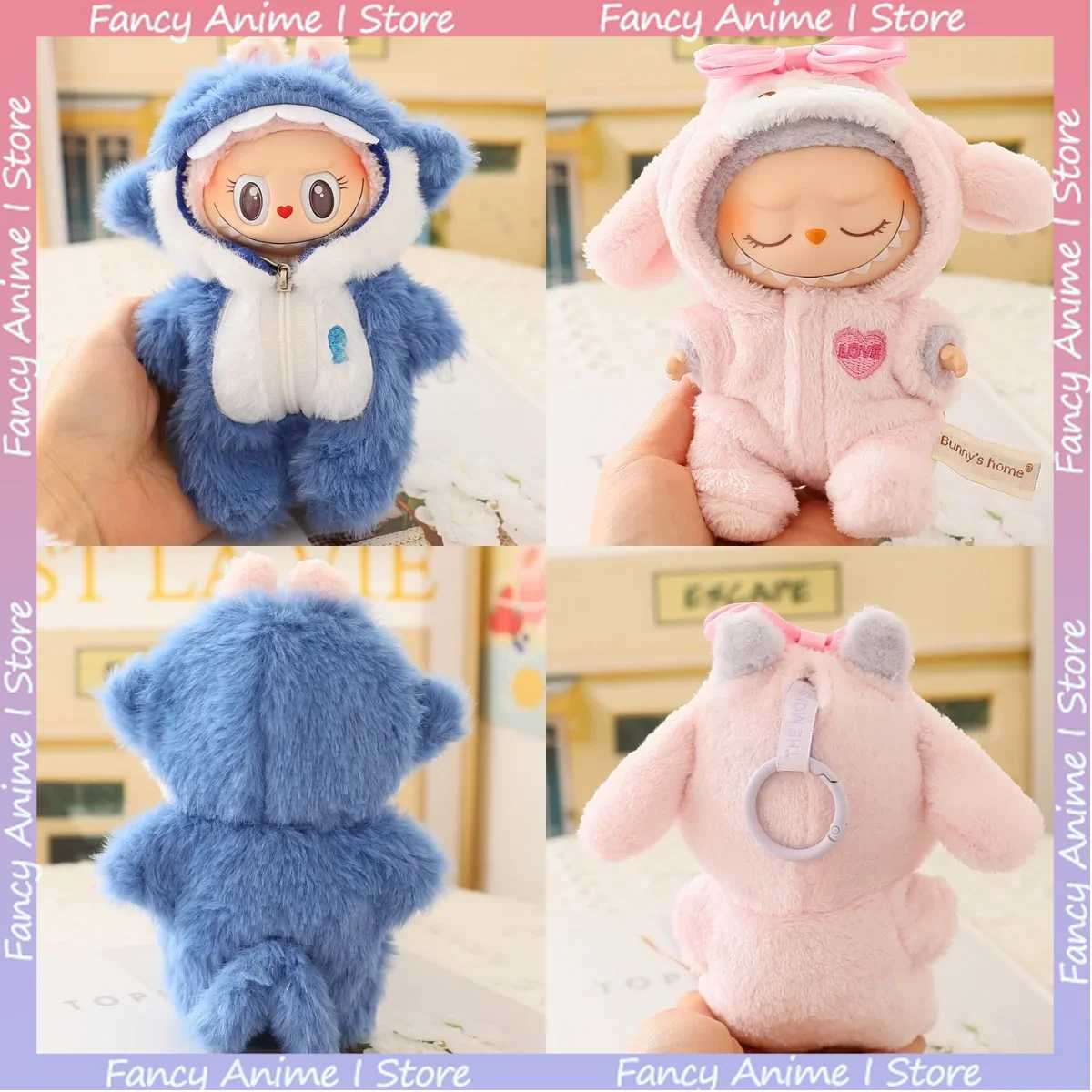 Kawaii Shark Melody Labubu Doll Onesie Plush Dolls Clothes Outfit Accessories for Korea Kpop Exo Labubu Clothing DIY Gifts C250919