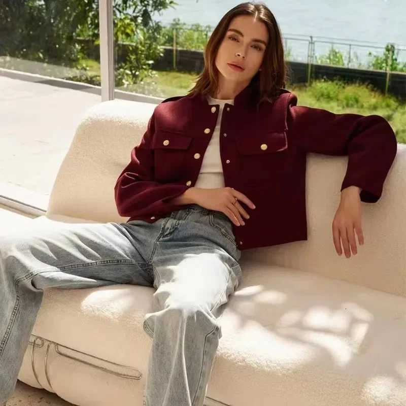 Womens Retro Casual Jacket Fall Fashion Button Pocket Solid Slim Coat Streetwear Female Office Lady Warm Jacket Outfits Z250918