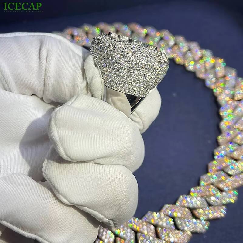 LIFENG Mens Hiphop Coconut Palm Shape Ring Iced VVS Moissanite Diamond 925 Sterling Silver Hip Hop Rappers Fashion Accessory