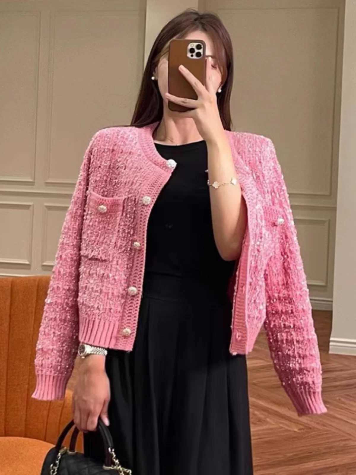 Chic ort Knitted Cardigan Womens Outerwear Fragile Sle Korean Loose Fit Long Sve Button up Striped Sweater Jaet Z250918