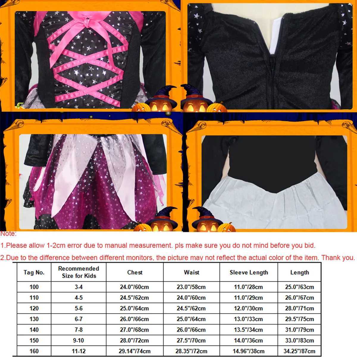 CloseoutHalloween Witch Costumes Sparkly Vampire Princess Dresses Kids Carnival Party Cosplay Dress Up Clothes Witch Hat L250918