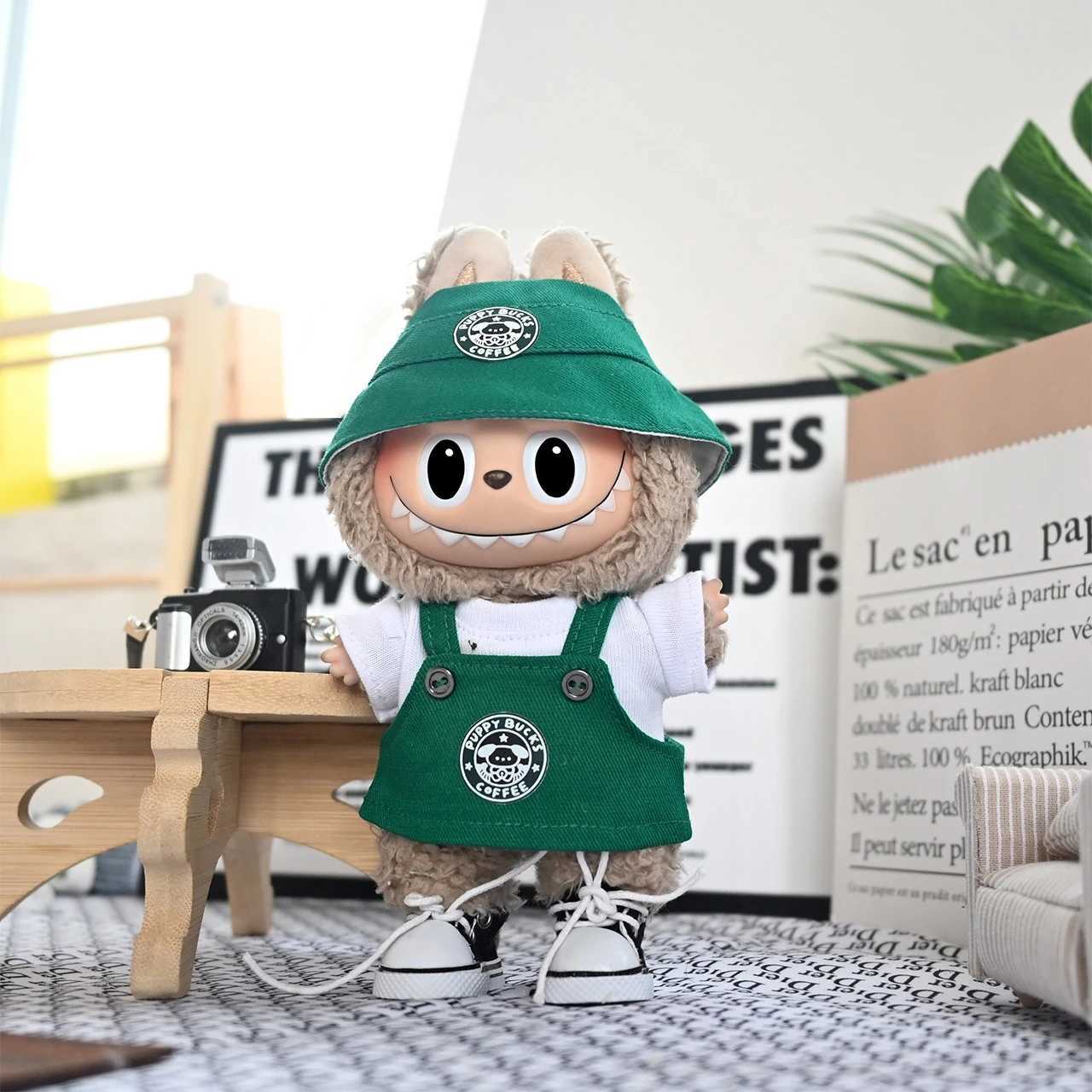 New Labubu 17cm Dolls Clothes The Monsters Outfit Accessories Clothing Cartoon Green Coffee Dress Shoes Bucket Hat V1 V2 V3 Use C250919
