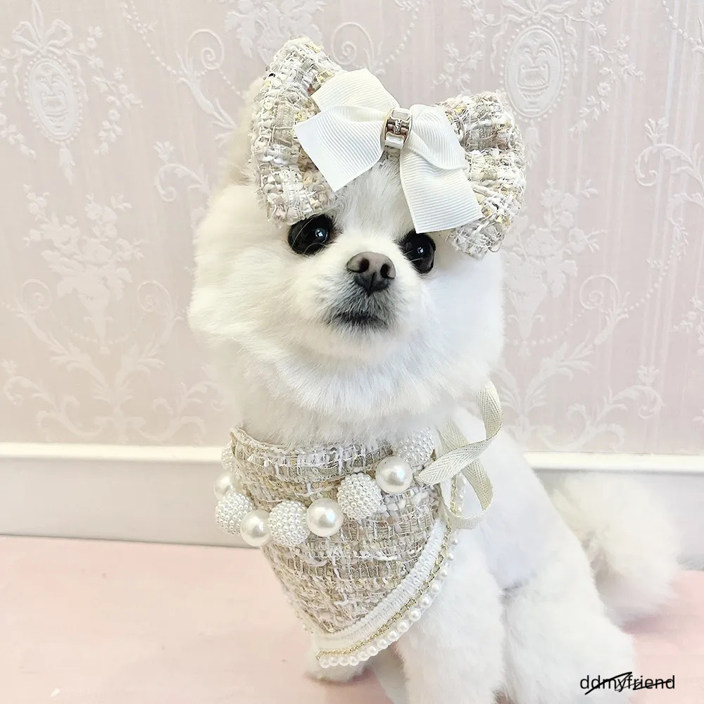 Bandanas And Hair Bow, Princess Dog Wedding Bandana, Soft Durable Fabric Bibs Kerchief Scarfs, Adjustable Fit. Designs For Small Medium Dogs Cats Red 