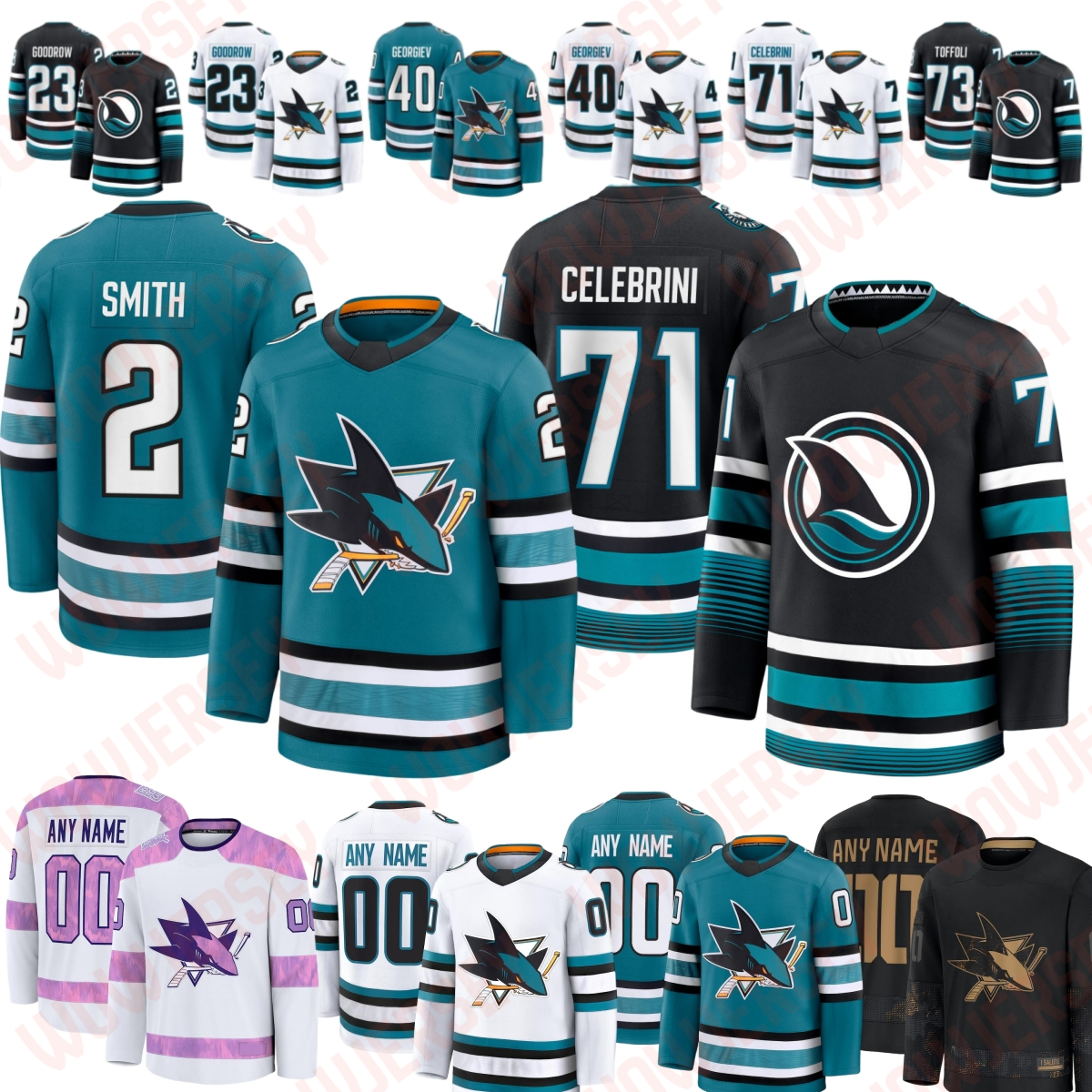 #71 Macklin Celebrini sj hockey jersey sharks jersey #75 Ryan Reaves Michael Misa Georgiev Couture Patrick Marleau Ferraro William Eklund Will Smith jerseys