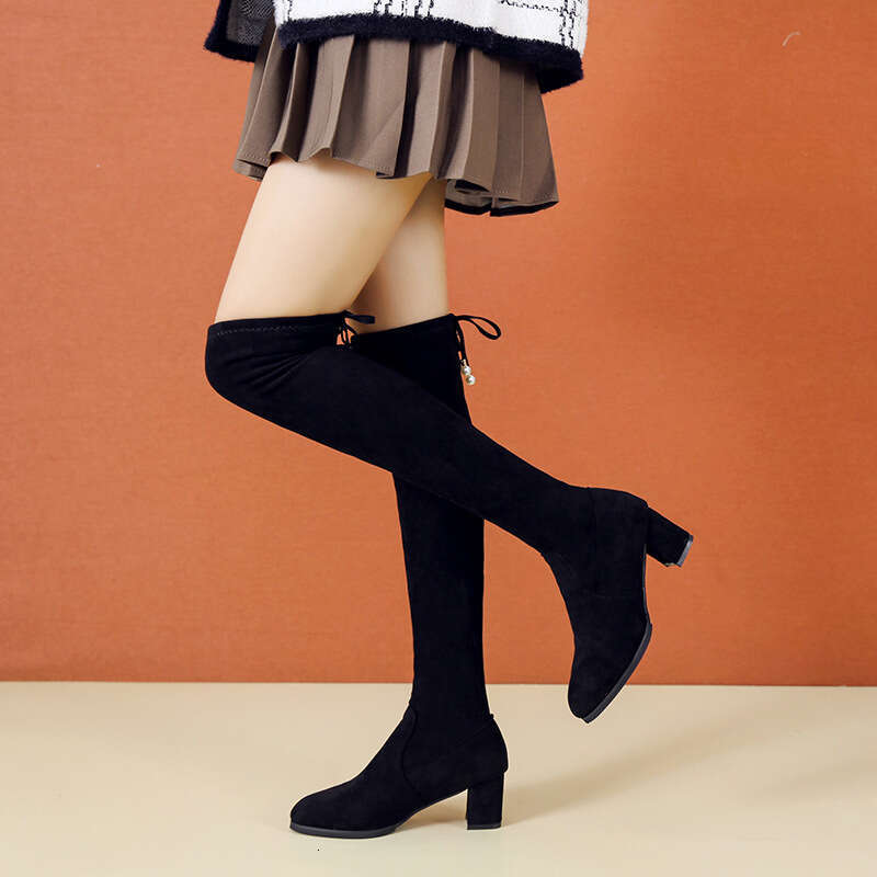 2025 Autumn Winter New Over-the-Knee for Women Suede High Heel Long Korean Style Height Designer Shoe Slimming Plus Size Women's Boots