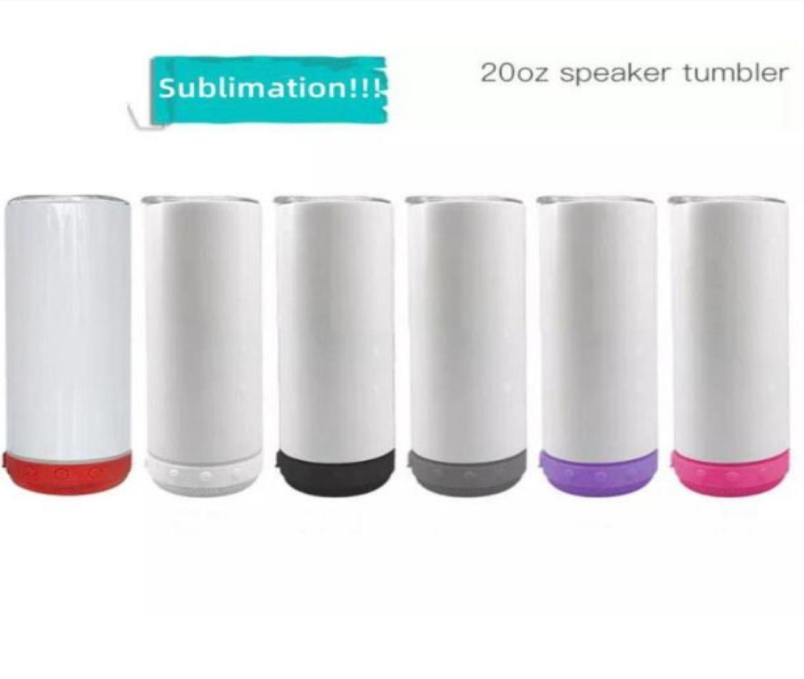 sublimation Bluetooth speaker tumbler 20oz straight tumblers coloful o Stainless Steel bottom Cool Music Cup Creative Double W6946565