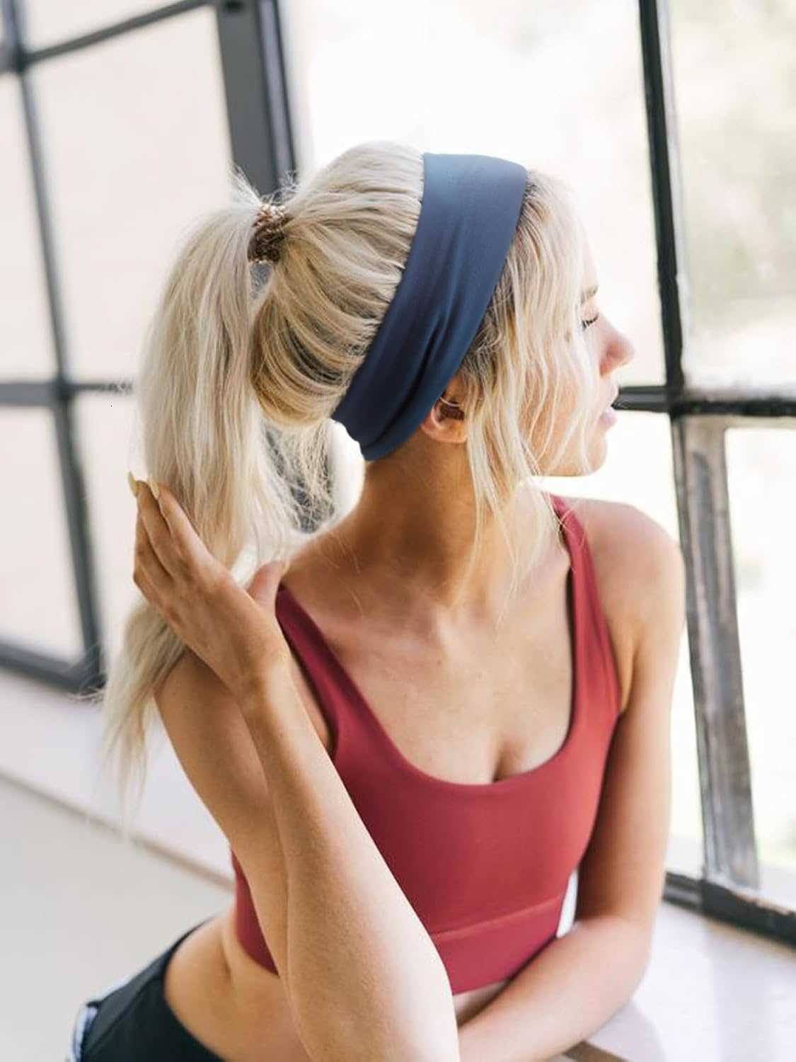 Sports Headbands for Women Non Slip Elastic Fashion Hair Bands for Womens Hair Soft Cloth Stretchy Hair Accessories for Exercise Workout Yoga Running 