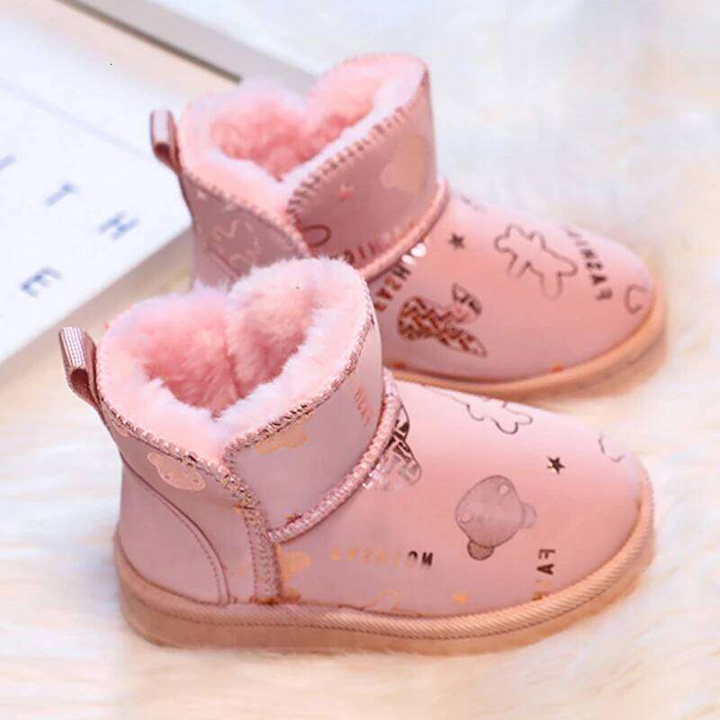 2025 New Kids Fashion Print Snow Boys Girls Warm Plus Cashmere Lined Non-slip Outdoor Shoes Children's Casual Boots