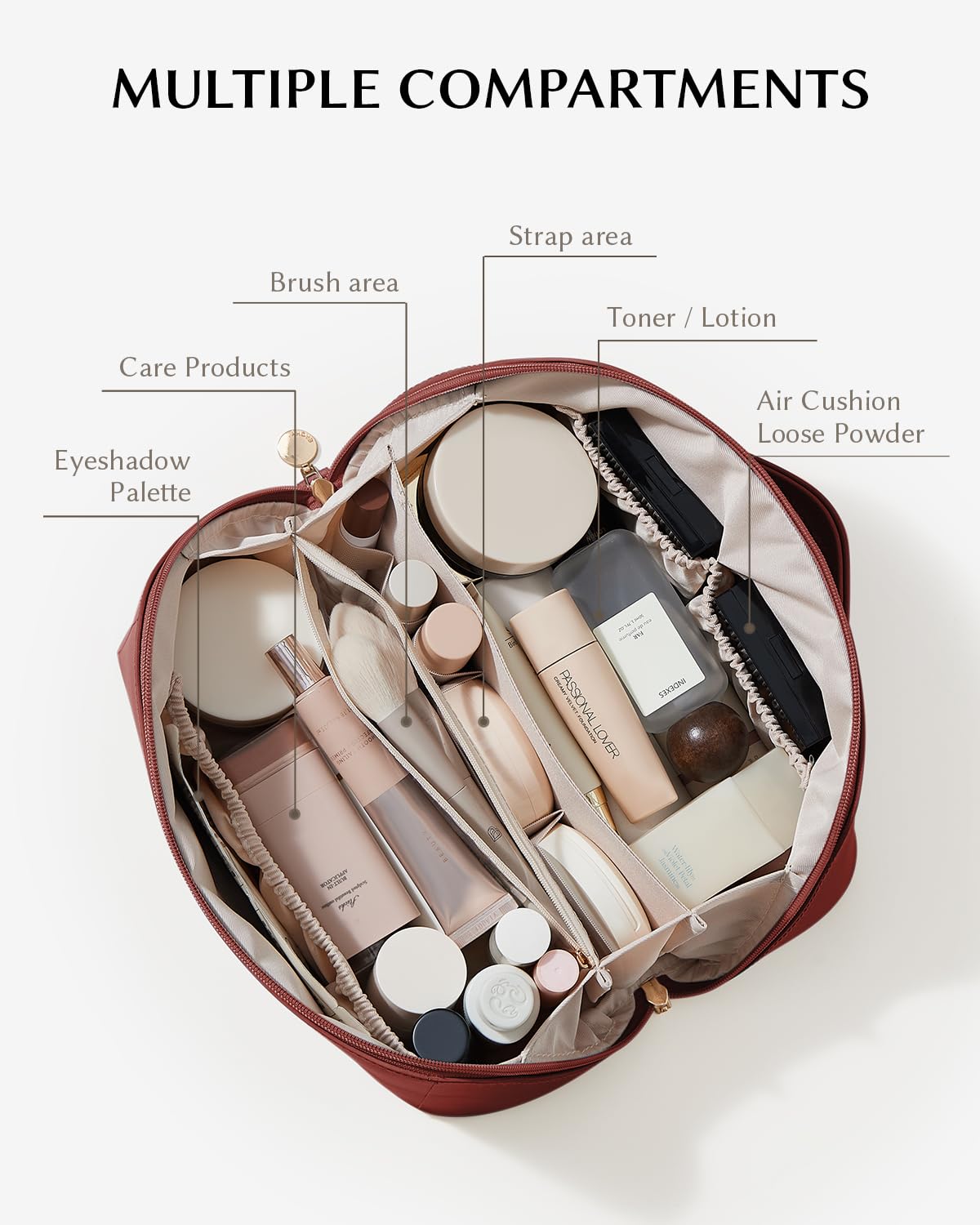 Printed Flat Lay Cosmetic Bag Waterproof Roomy Travel Toiletry Bag Women Portable Makeup Pouch Stylish