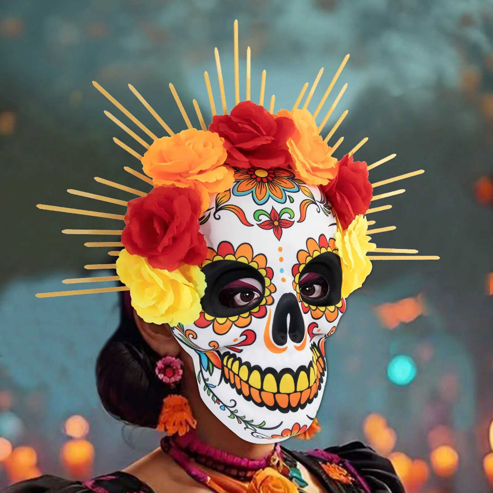 The Dead Day Masks Sugar Skull Full Face Mask for Halloween Costume Cosplay Mexican Masquerade Party Mask Festival Ghoulish Mask L250918