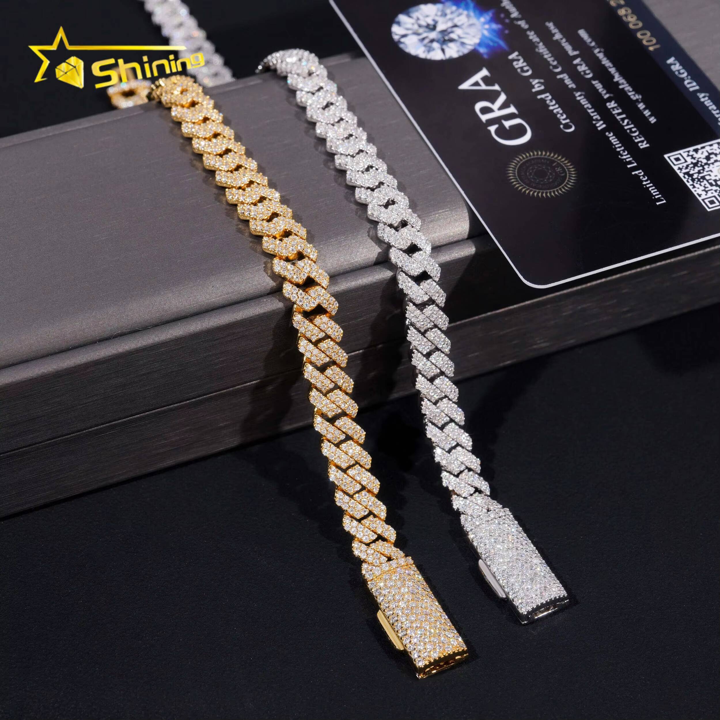 Fast Shipping Cheap Price 2Rows 8MM Men Chain Iced Out Diamond Cuban Link Hip Hop Style Necklace VVS Moissanite Cuban Link Chain