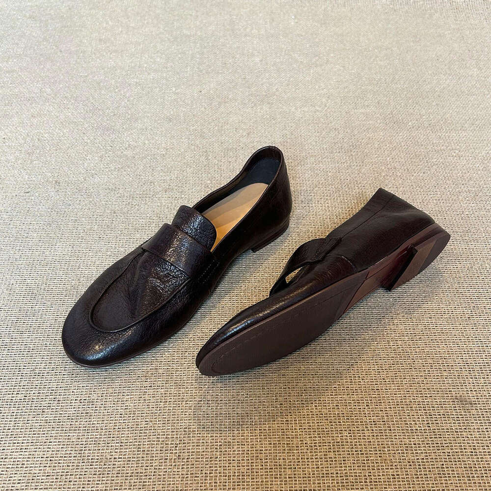 Sheepskin Version Designer Shoe Soft Loafers for Women, Slip-On Simple Genuine Single Shoes, Commuter Flat Little Leather Shoes