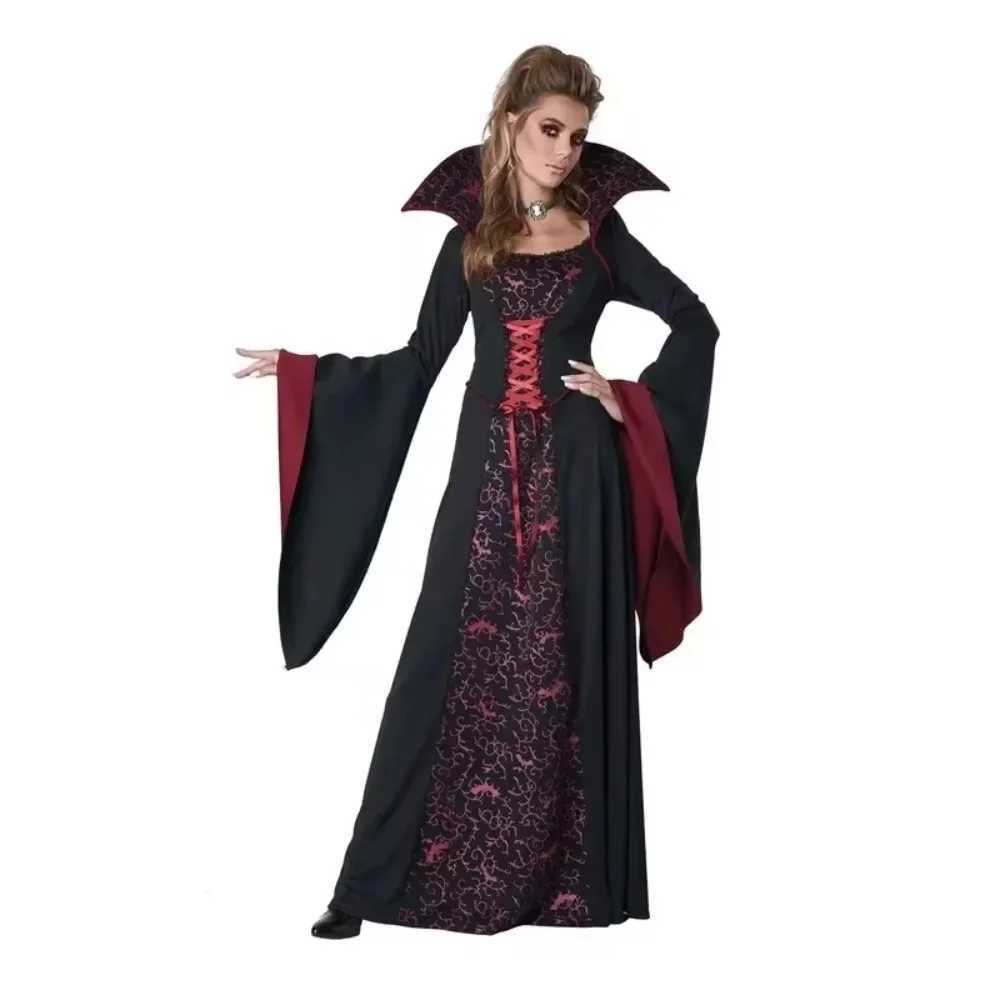 Halloween Costumes for Women COS Vampire Queen Makeup Dance Party Stage Party Roleplaying Costume Magic Witch Costume L250918