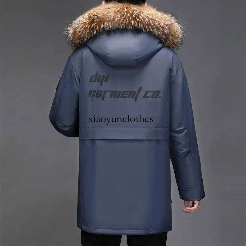 Fashionable Fur Hooded Thickened Coat for Men Medium Length White Duck Down Men's Winter Warm Puffer Jacket Jk-999