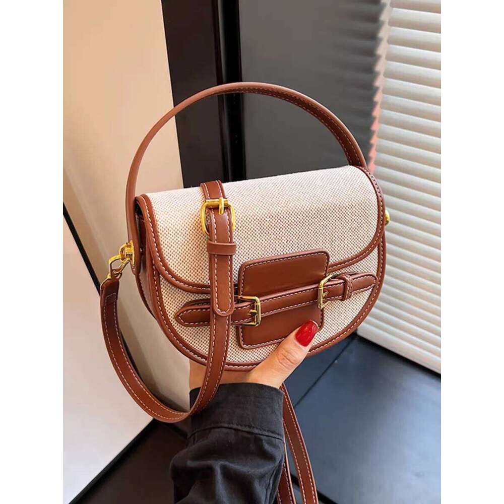 New Design Women Canvas Small Shoulder Bag Fashion Purses Retro PU Leather Female Saddle Laides Cross Body Bags