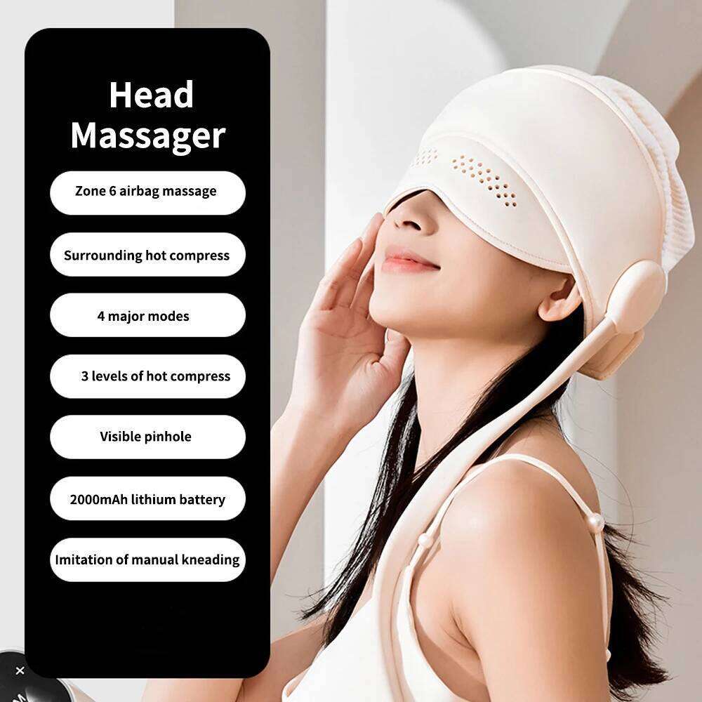 Eye Integrated Electric Heating Hot Compress Head Massager Migraine Cap Relax Improve Sleep Stress Relief