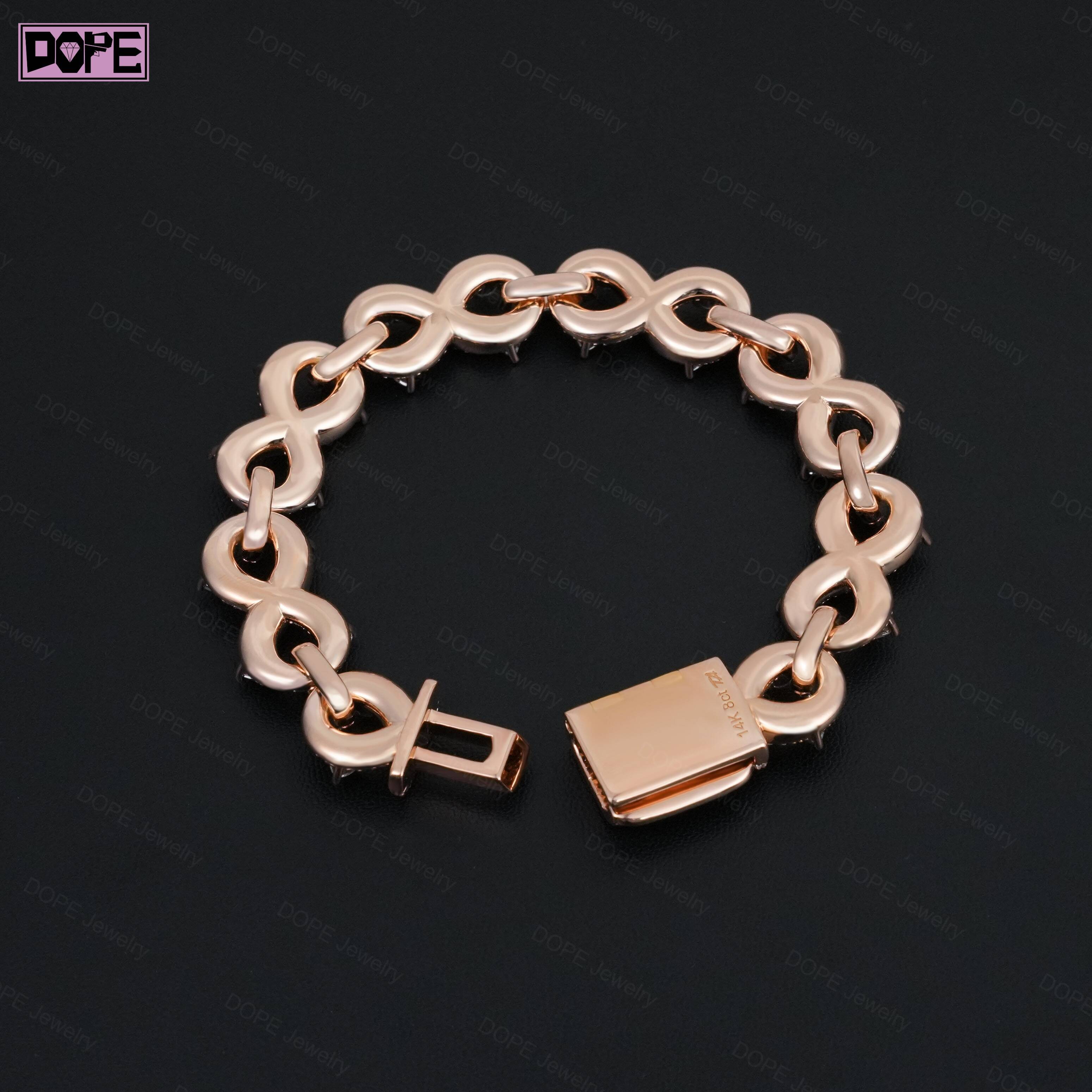 925 Silver Infinity Chain Hiphop Bracelet VVS Diamond Iced Out Mens Moissanite Cuban Bracelet